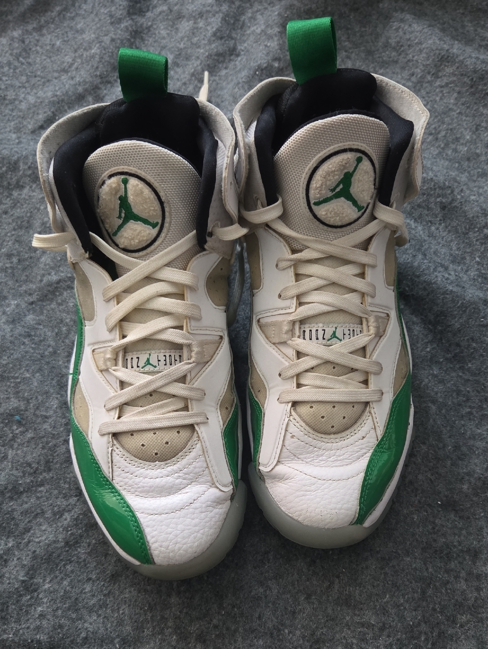Jordan Kids White and Green High-Top Sneakers